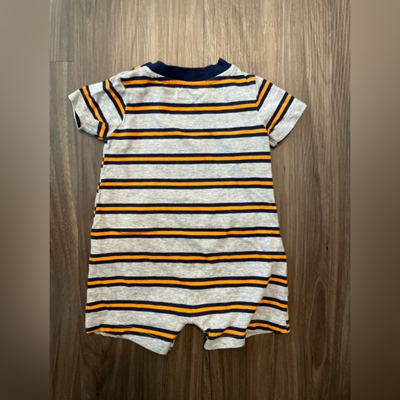Carter's Navy and Orange Striped Baby Romper with tiger size 3/6M - Picture 2 of 4